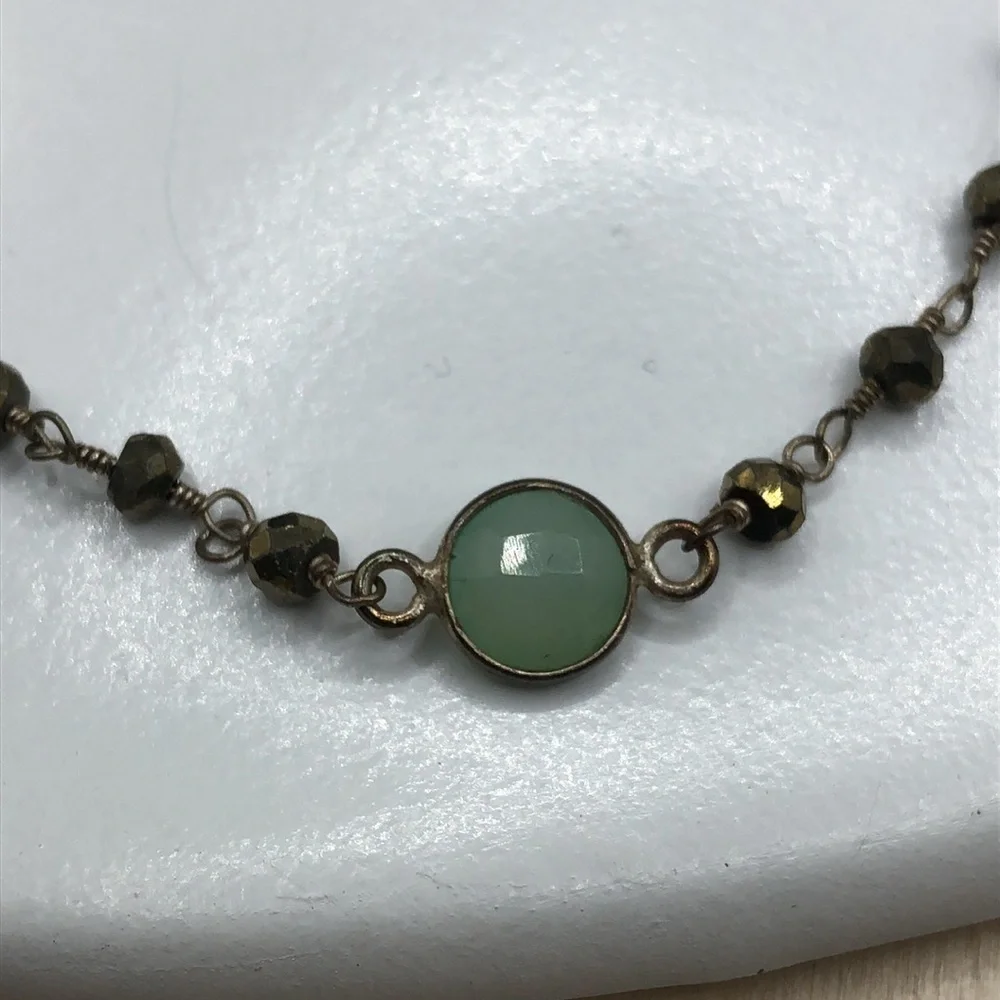 Anna Balkan artisan designer gold over sterling silver green gemstone bracelet